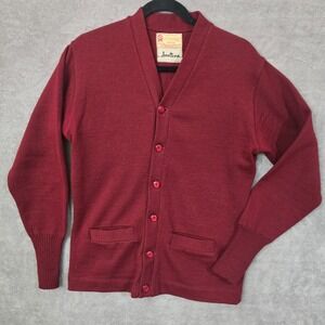 Vtg 50s Wool Letterman Varsity Cardigan Sweater Red All Star Award Costume